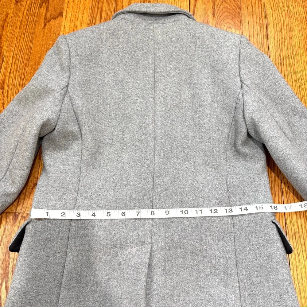 Mango MNG heather gray wool blend one button business classic tailored pea coat